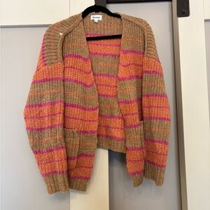 Women's Striped Sweater - tan Orange and Pink